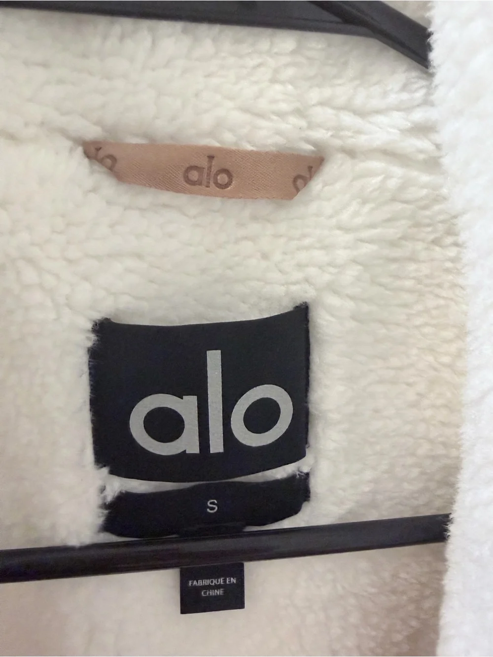 ALO Yoga Tan Puffer Jacket with White Sherpa Lining